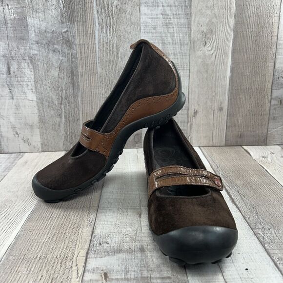 Merrell Womens 7 Plaza Bandeau Leather Suede Mary Jane Casual Shoe Slip On Brown - Picture 2 of 14